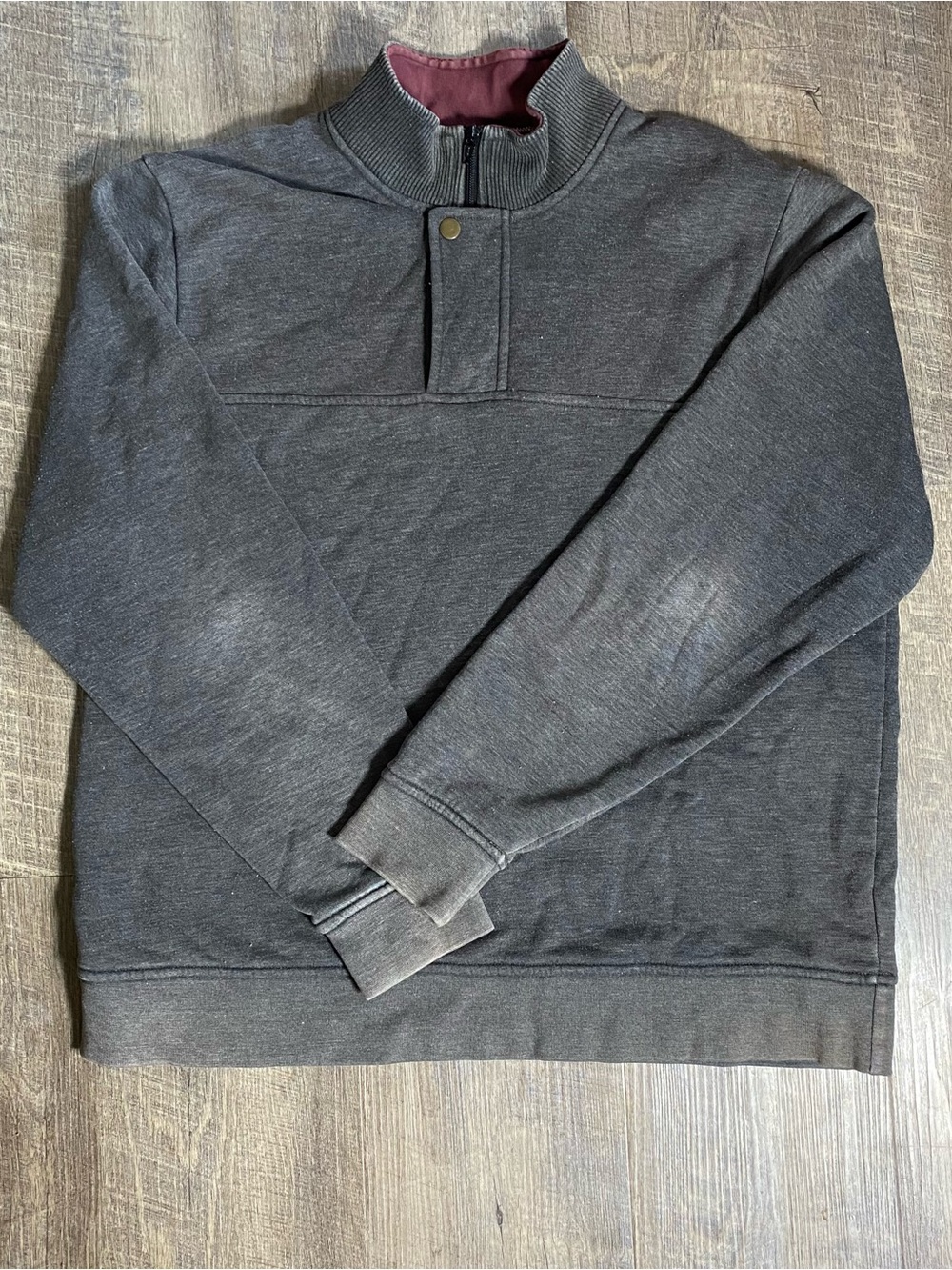 Orvis Charcoal Half-Zip Sweater with Maroon Neck Lining